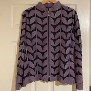 Jacket with lavender leaf detail over sheer black fabric